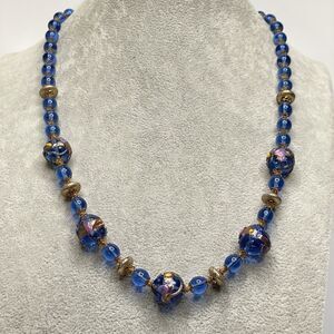 Stunning Vintage Venetian Murano Wedding Cake Glass Beaded Necklace Statement